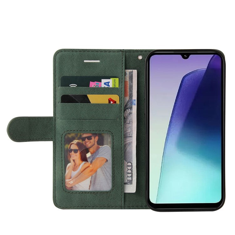 KT Leather Series-1 For Xiaomi Redmi 14C 4G Leather Case Color Splicing Phone Cover Wallet Stand - Green