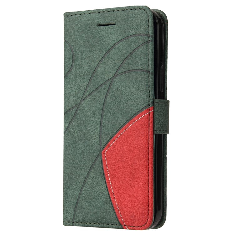 KT Leather Series-1 For Xiaomi Redmi 14C 4G Leather Case Color Splicing Phone Cover Wallet Stand - Green