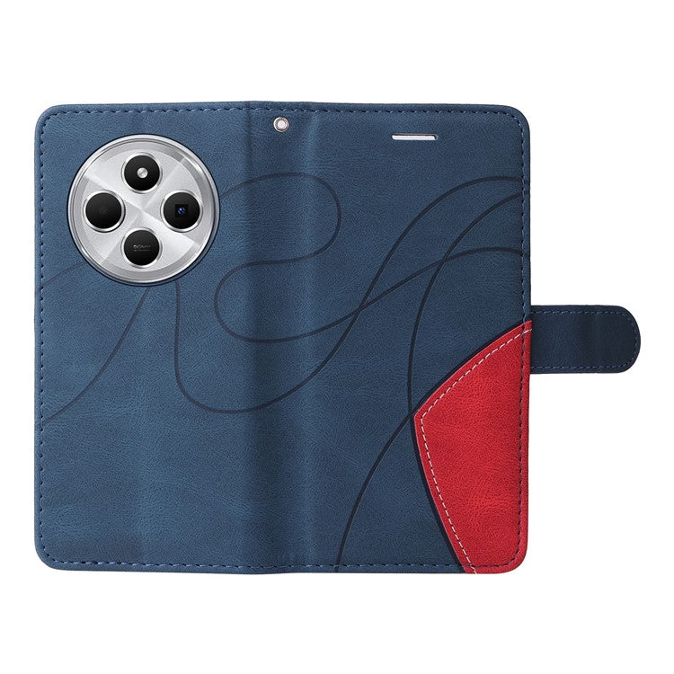 KT Leather Series-1 For Xiaomi Redmi 14C 4G Leather Case Color Splicing Phone Cover Wallet Stand - Blue