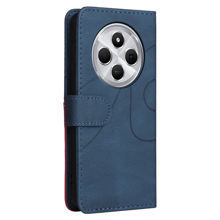 KT Leather Series-1 For Xiaomi Redmi 14C 4G Leather Case Color Splicing Phone Cover Wallet Stand - Blue