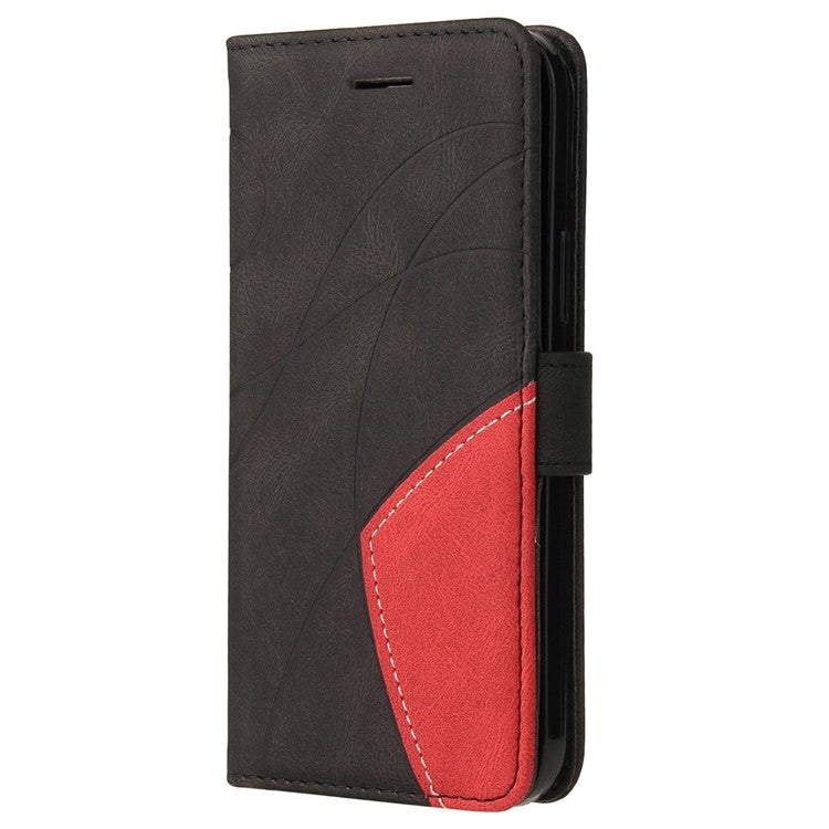 KT Leather Series-1 For Xiaomi Redmi 14C 4G Leather Case Color Splicing Phone Cover Wallet Stand - Black