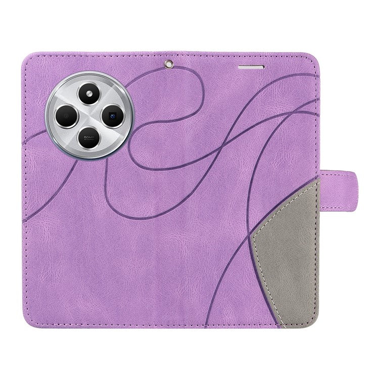 KT Leather Series-1 For Xiaomi Redmi 14C 4G Leather Case Color Splicing Phone Cover Wallet Stand - Purple