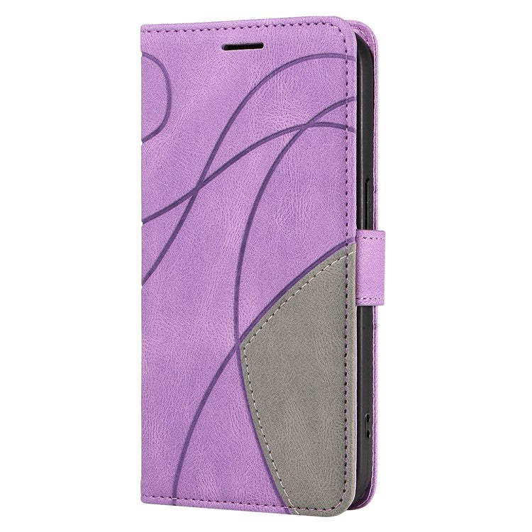 KT Leather Series-1 For Xiaomi Redmi 14C 4G Leather Case Color Splicing Phone Cover Wallet Stand - Purple