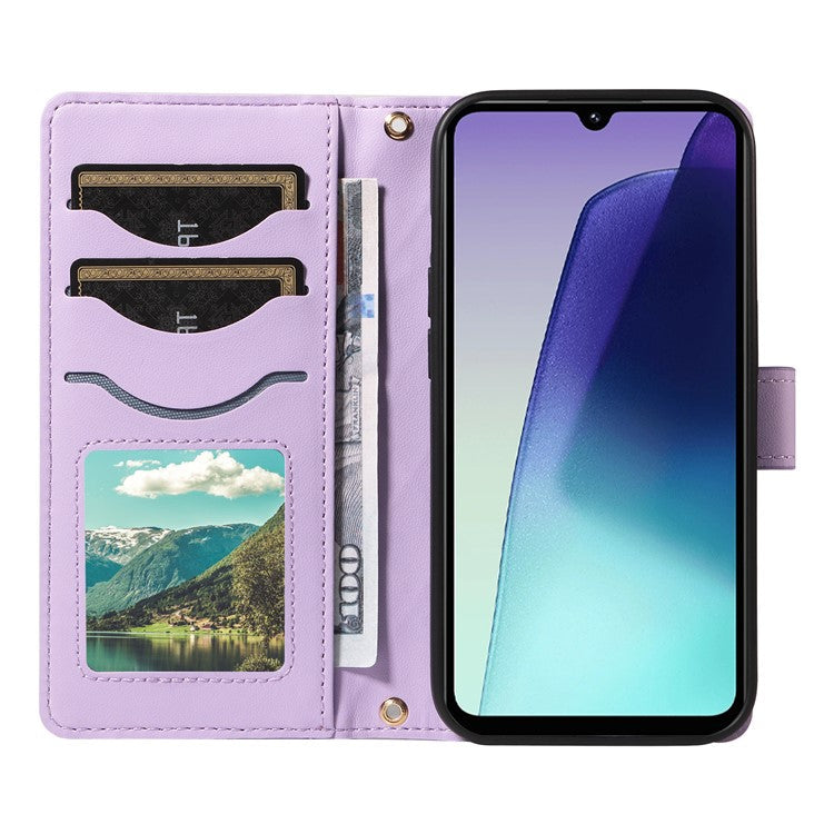 For Xiaomi Poco C75 4G / Redmi 14R 5G / 14C 4G Case Wallet Rhombus Leather Phone Cover with Shoulder Strap, Wrist Strap - Light Purple