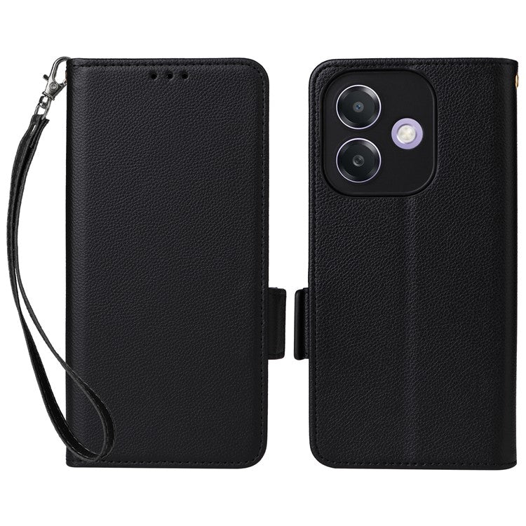 Phone Case for Oppo A3x 5G / A3X 4G / A3 4G / A3 5G / A40M 4G / A40 4G / A3i 5G / A60 5G Litchi Texture PU Leather Wallet Flip Phone Cover - Black