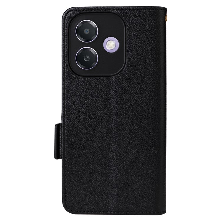 Phone Case for Oppo A3x 5G / A3X 4G / A3 4G / A3 5G / A40M 4G / A40 4G / A3i 5G / A60 5G Litchi Texture PU Leather Wallet Flip Phone Cover - Black