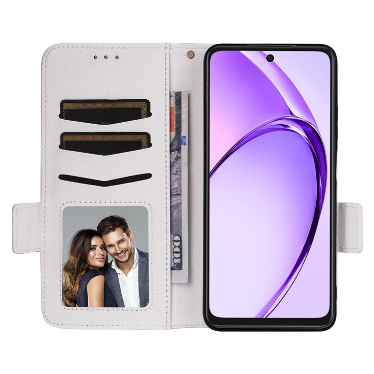 Phone Case for Oppo A3x 5G / A3X 4G / A3 4G / A3 5G / A40M 4G / A40 4G / A3i 5G / A60 5G Litchi Texture PU Leather Wallet Flip Phone Cover - White