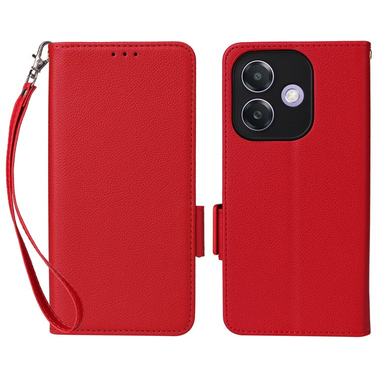 Phone Case for Oppo A3x 5G / A3X 4G / A3 4G / A3 5G / A40M 4G / A40 4G / A3i 5G / A60 5G Litchi Texture PU Leather Wallet Flip Phone Cover - Red