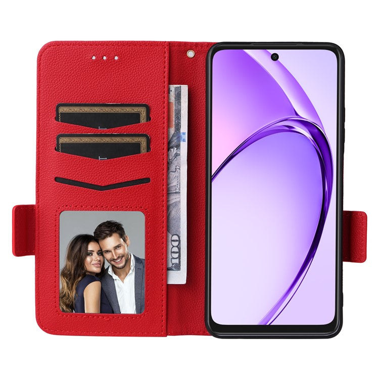 Phone Case for Oppo A3x 5G / A3X 4G / A3 4G / A3 5G / A40M 4G / A40 4G / A3i 5G / A60 5G Litchi Texture PU Leather Wallet Flip Phone Cover - Red