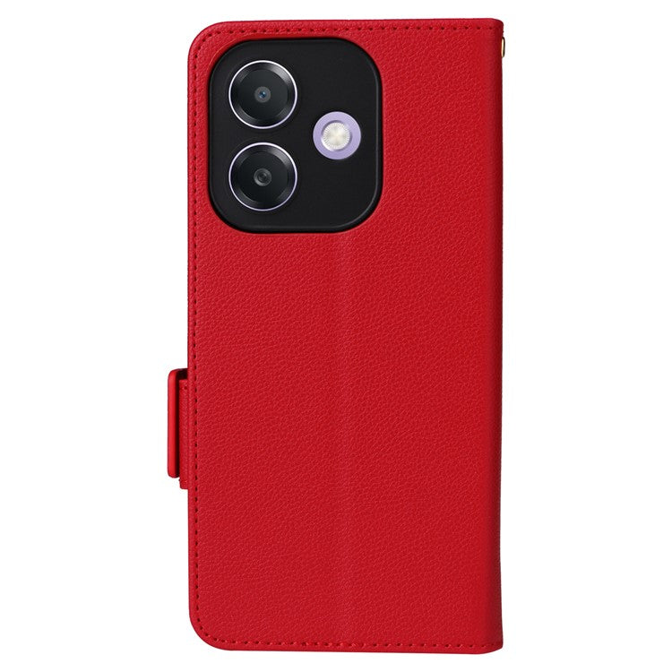 Phone Case for Oppo A3x 5G / A3X 4G / A3 4G / A3 5G / A40M 4G / A40 4G / A3i 5G / A60 5G Litchi Texture PU Leather Wallet Flip Phone Cover - Red