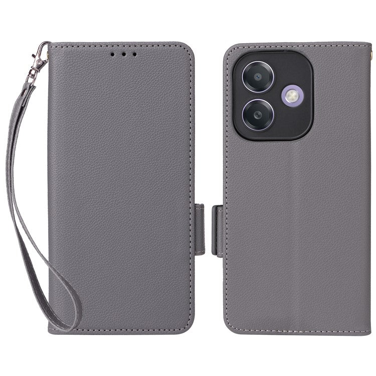 Phone Case for Oppo A3x 5G / A3X 4G / A3 4G / A3 5G / A40M 4G / A40 4G / A3i 5G / A60 5G Litchi Texture PU Leather Wallet Flip Phone Cover - Grey