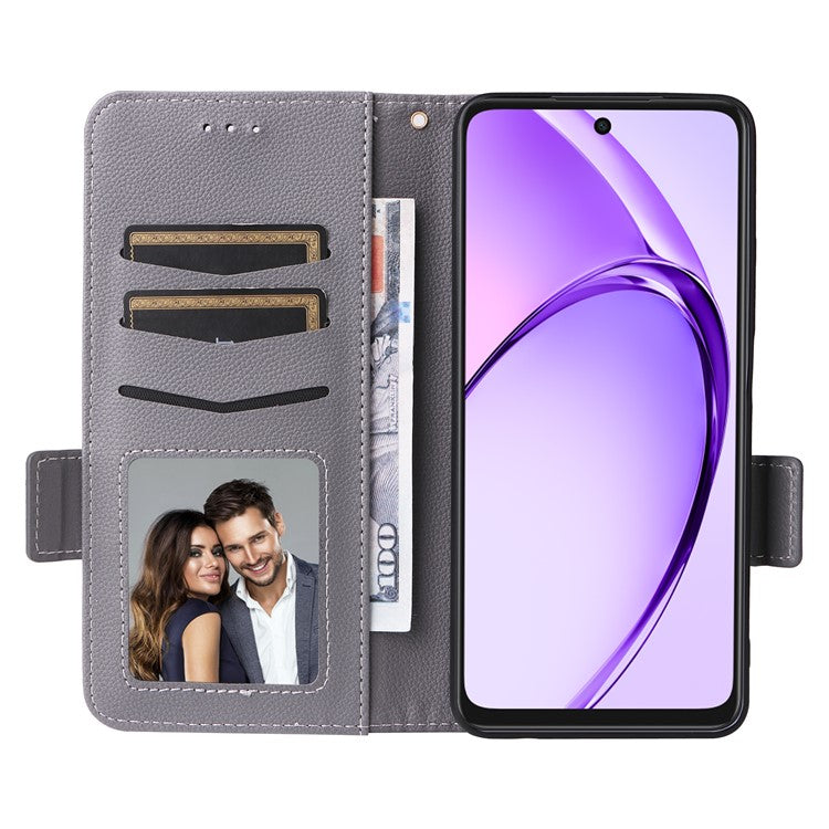 Phone Case for Oppo A3x 5G / A3X 4G / A3 4G / A3 5G / A40M 4G / A40 4G / A3i 5G / A60 5G Litchi Texture PU Leather Wallet Flip Phone Cover - Grey