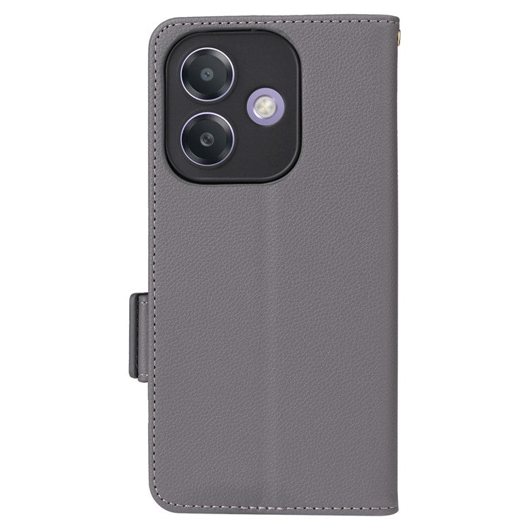 Phone Case for Oppo A3x 5G / A3X 4G / A3 4G / A3 5G / A40M 4G / A40 4G / A3i 5G / A60 5G Litchi Texture PU Leather Wallet Flip Phone Cover - Grey
