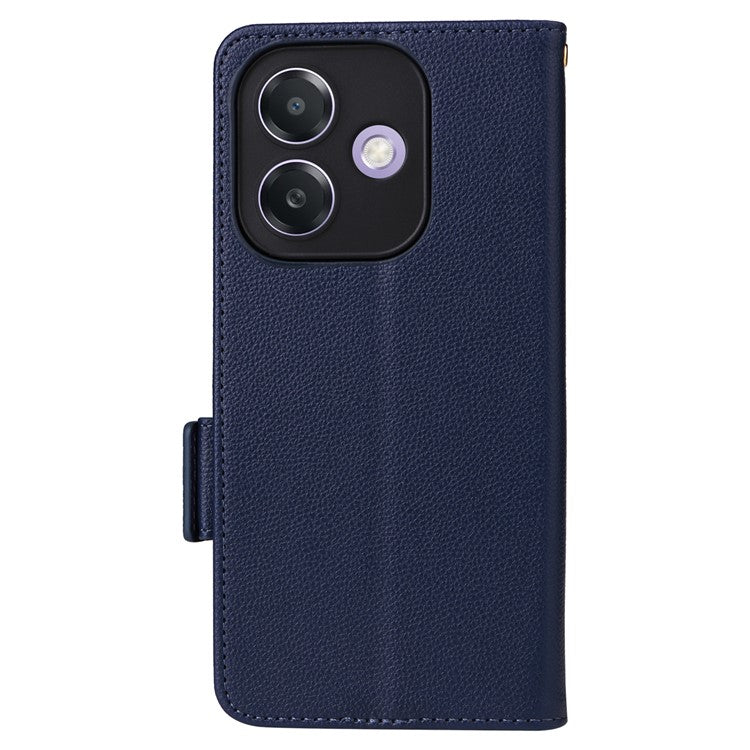 Phone Case for Oppo A3x 5G / A3X 4G / A3 4G / A3 5G / A40M 4G / A40 4G / A3i 5G / A60 5G Litchi Texture PU Leather Wallet Flip Phone Cover - Dark Blue