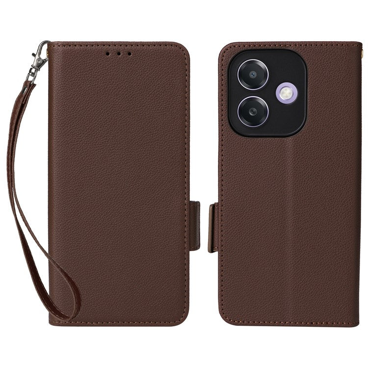 Phone Case for Oppo A3x 5G / A3X 4G / A3 4G / A3 5G / A40M 4G / A40 4G / A3i 5G / A60 5G Litchi Texture PU Leather Wallet Flip Phone Cover - Brown