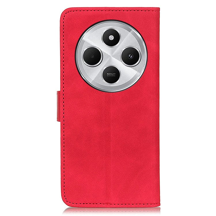 KHAZNEH For Xiaomi Poco C75 4G / Redmi 14R 5G / 14C 4G Case Retro PU Leather Wallet Stand Phone Cover - Red