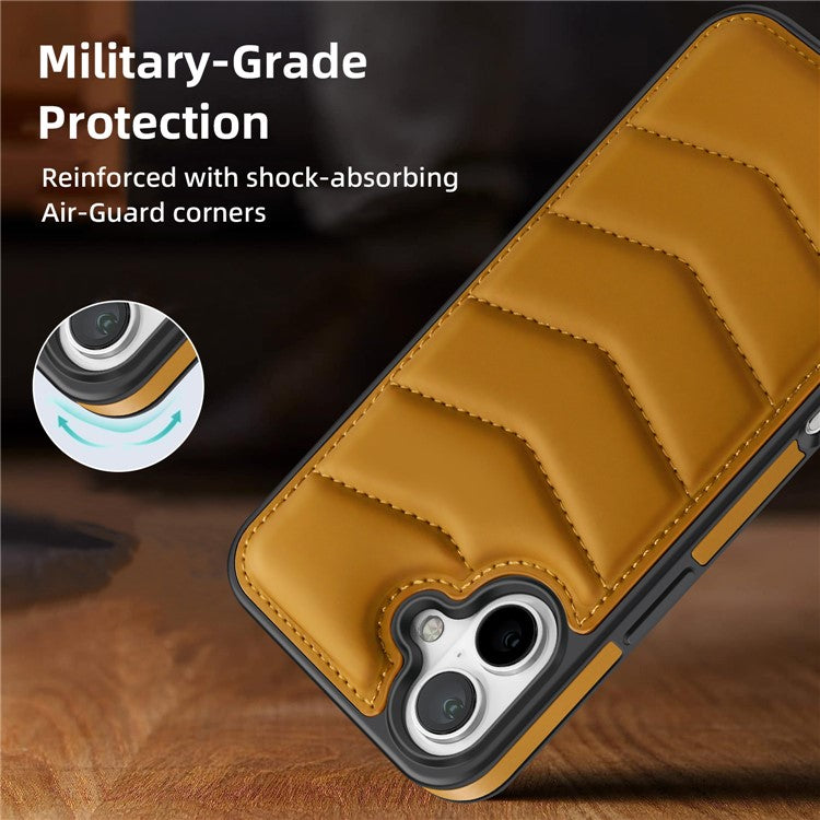 For iPhone 16 Case Compatible with MagSafe RFID Blocking Card Slot Leather Back Cover - Brown