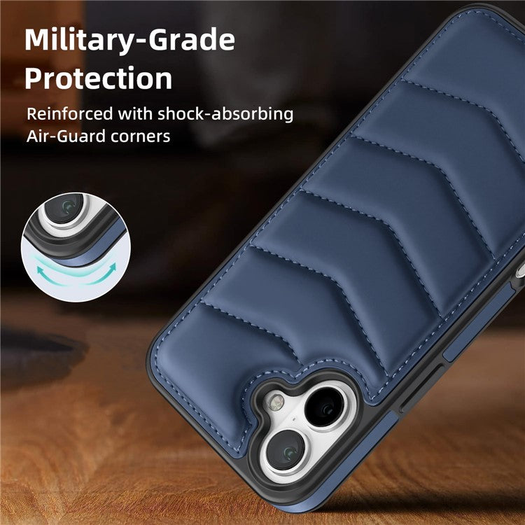 For iPhone 16 Case Compatible with MagSafe RFID Blocking Card Slot Leather Back Cover - Blue