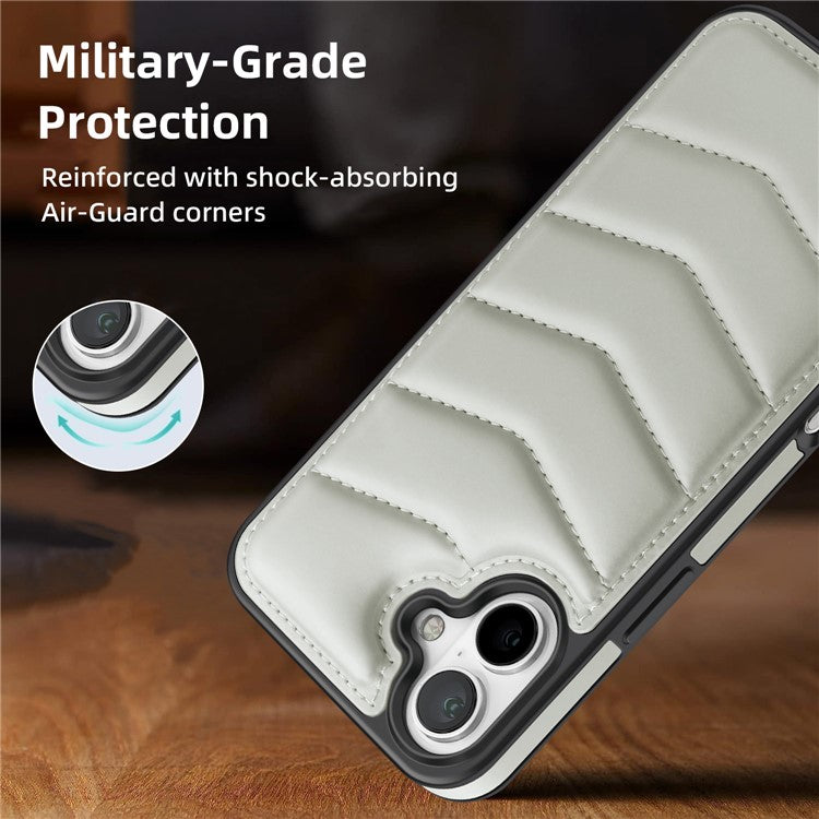 For iPhone 16 Case Compatible with MagSafe RFID Blocking Card Slot Leather Back Cover - Grey