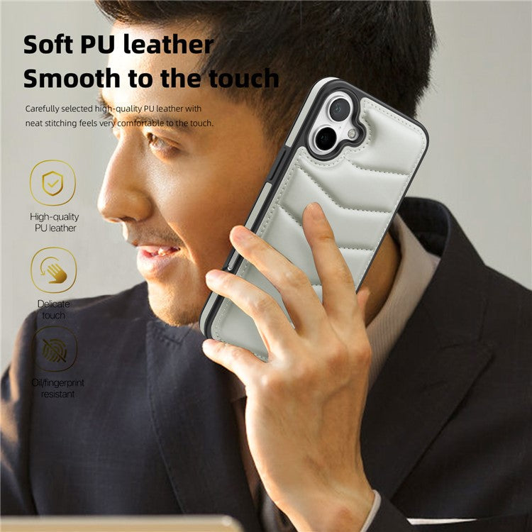 For iPhone 16 Case Compatible with MagSafe RFID Blocking Card Slot Leather Back Cover - Grey