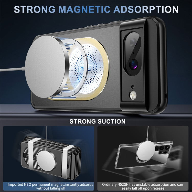 For Google Pixel 8 Case Compatible with MagSafe Heat Dissipation Aromatherapy Kickstand Silicone+PC Phone Cover - Gold