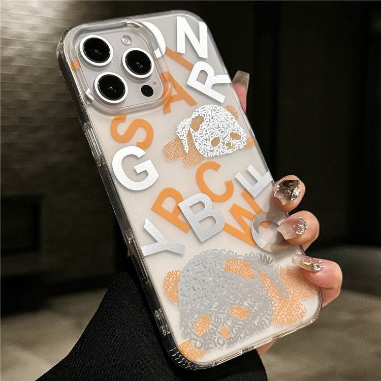 For iPhone 16 Pro Case IMD Panda PC+TPU Matte Texture Phone Cover - Orange