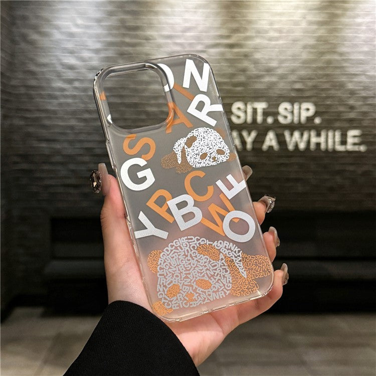 For iPhone 16 Pro Case IMD Panda PC+TPU Matte Texture Phone Cover - Orange