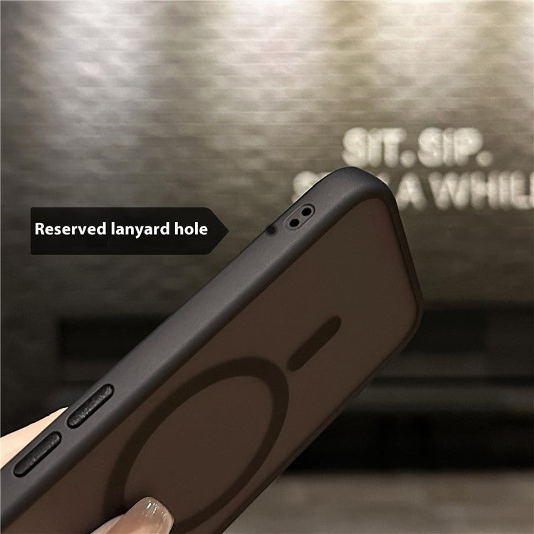 For iPhone 16 Plus Case Compatible with MagSafe Acrylic+TPU Translucent Matte Back Cover - Black