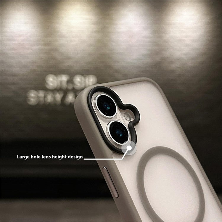 For iPhone 16 Plus Case Compatible with MagSafe Acrylic+TPU Translucent Matte Back Cover - Black