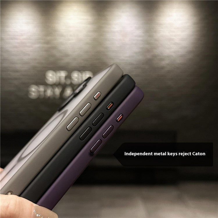 For iPhone 16 Plus Case Compatible with MagSafe Acrylic+TPU Translucent Matte Back Cover - Black