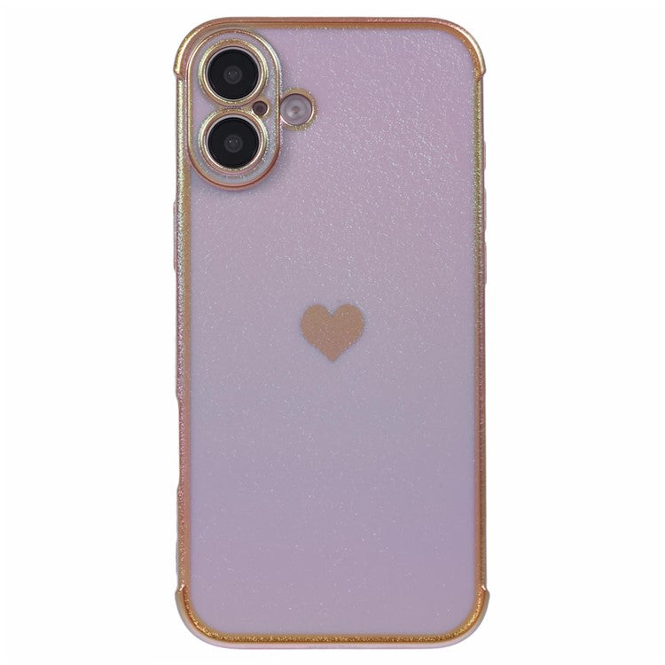 For iPhone 16 Case TPU Heart Pattern Iridescent Gradient Phone Cover - Colorful Purple