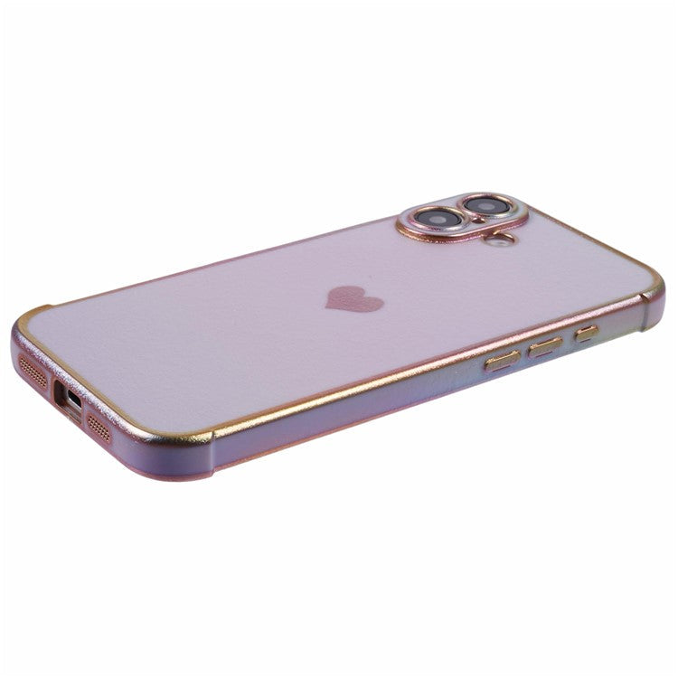 For iPhone 16 Case TPU Heart Pattern Iridescent Gradient Phone Cover - Colorful Purple