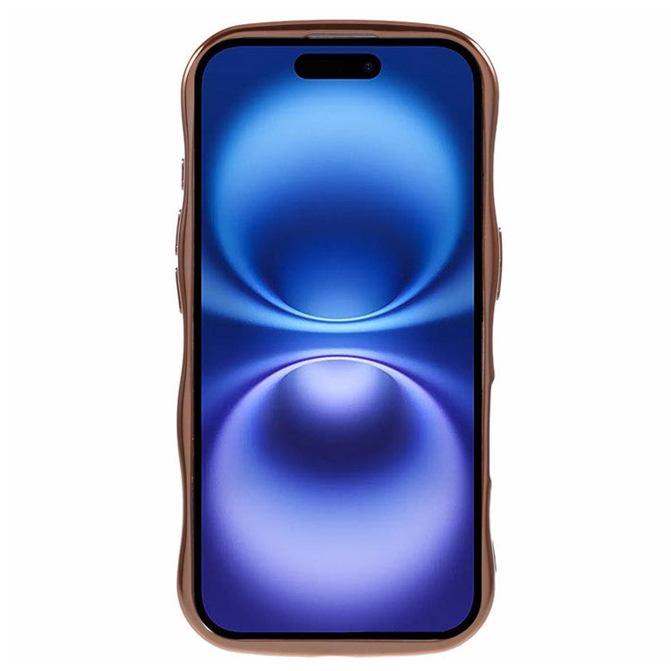 For iPhone 16 Plus Magnetic Case Electroplating Curly Frame TPU Phone Cover Large Window - Ivory White