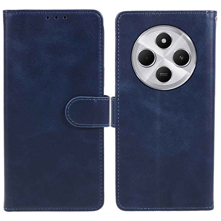 For Xiaomi Poco C75 4G / Redmi 14R 5G / 14C 4G Case PU Leather Wallet Protective Phone Cover Calf Texture - Blue