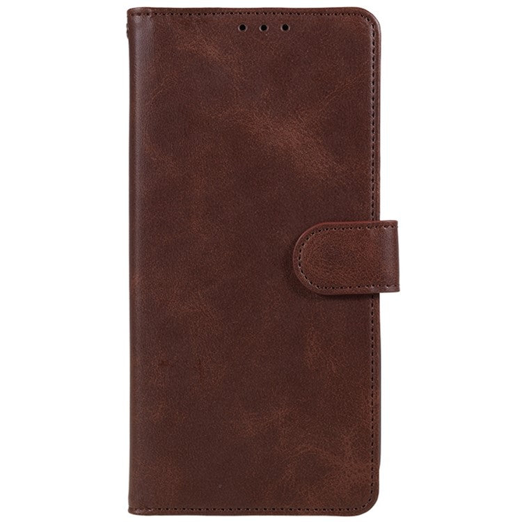 For Xiaomi Poco C75 4G / Redmi 14R 5G / 14C 4G Case PU Leather Wallet Protective Phone Cover Calf Texture - Brown