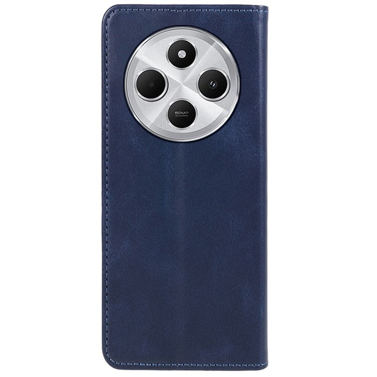 For Xiaomi Poco C75 4G / Redmi 14R 5G / 14C 4G Case Strong Magnetic PU Leather Phone Cover Calf Texture - Blue