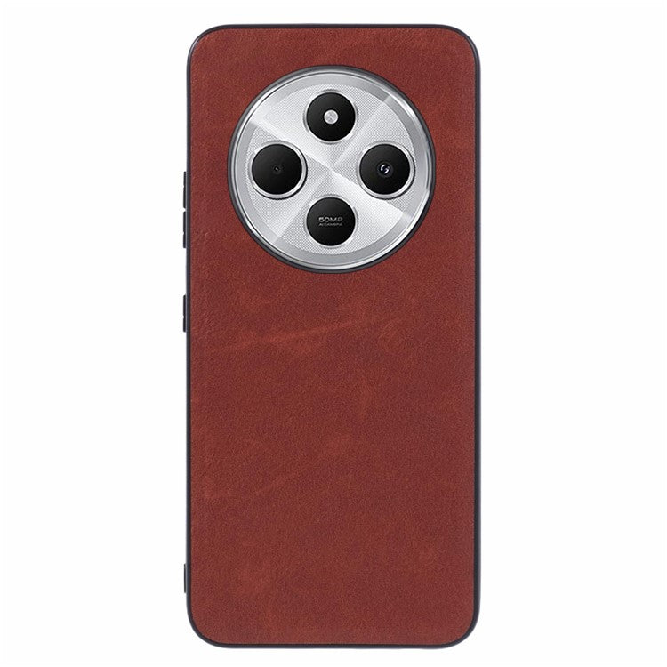 For Xiaomi Poco C75 4G / Redmi 14R 5G / 14C 4G Case Retro Leather Coated PC+TPU Phone Cover - Brown