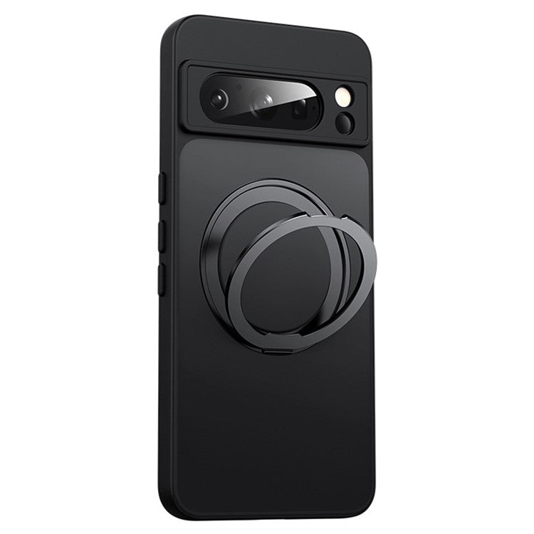 For Google Pixel 9 Pro XL Case Rotatable Magnetic Kickstand TPU+Acrylic Phone Cover - Transparent