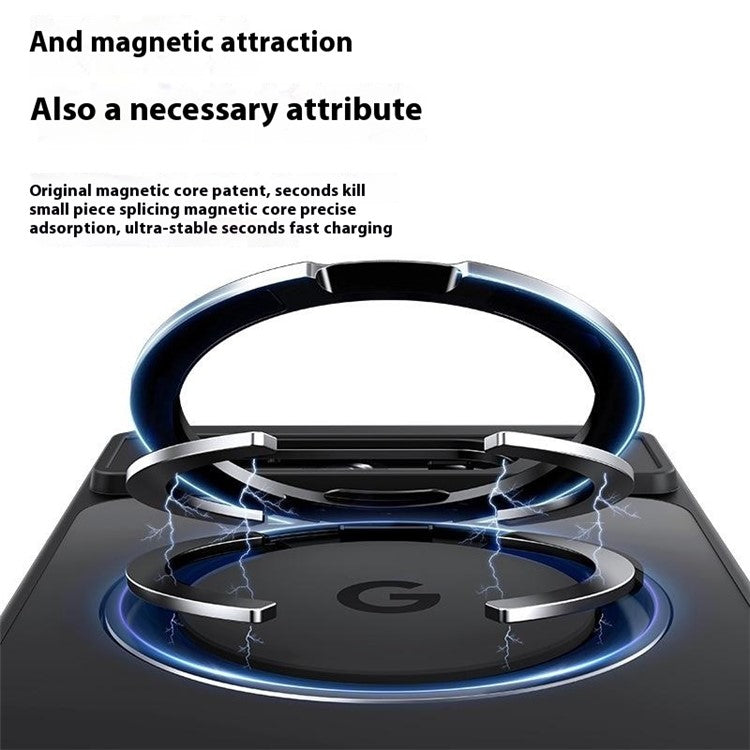 For Google Pixel 9 / Pixel 9 Pro Case Rotatable Magnetic Kickstand TPU+Acrylic Phone Cover - Black