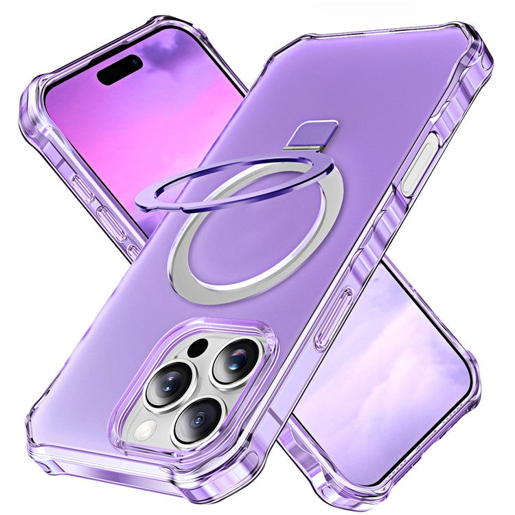 For iPhone 16 Pro Case Small Wavy Edge Compatible with MagSafe Frosted Anti-Drop PC+TPU Phone Cover - Purple