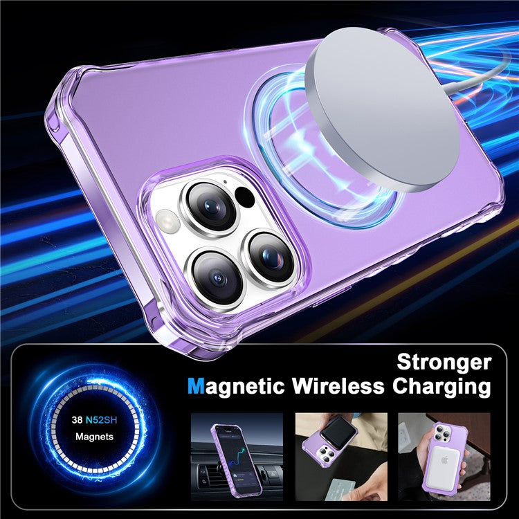 For iPhone 16 Pro Case Small Wavy Edge Compatible with MagSafe Frosted Anti-Drop PC+TPU Phone Cover - Purple