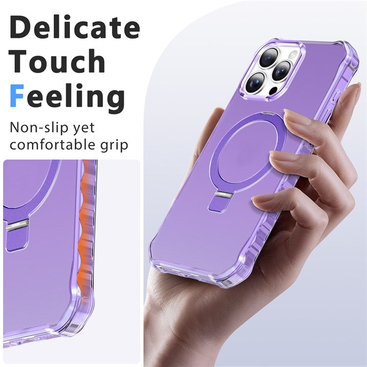 For iPhone 16 Pro Case Small Wavy Edge Compatible with MagSafe Frosted Anti-Drop PC+TPU Phone Cover - Purple