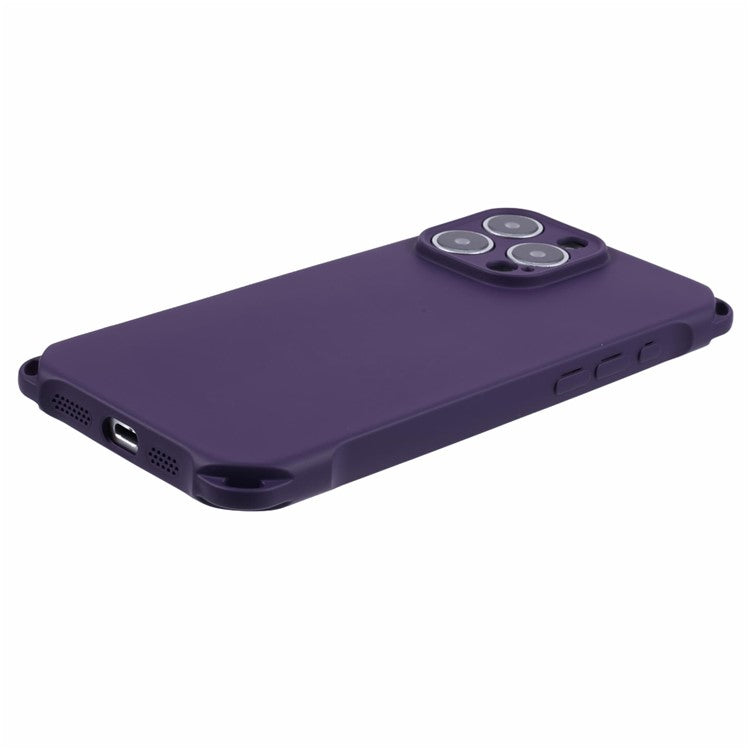 For iPhone 16 Pro Case Four Corners Fall Protection TPU Back Cover - Dark Purple