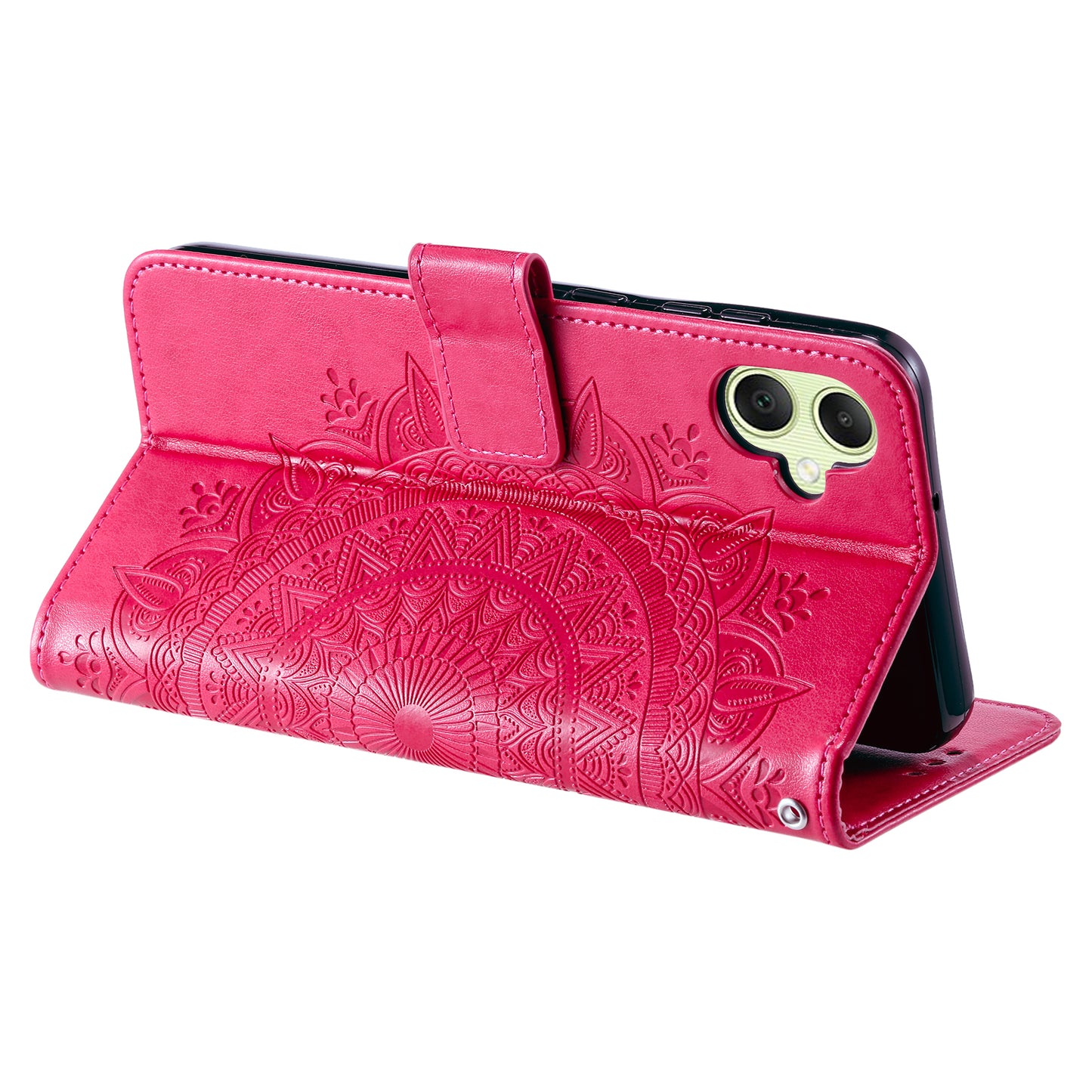 For Samsung Galaxy A06 Case Imprinted Totem PU Leather Wallet Stand Phone Cover - Rose