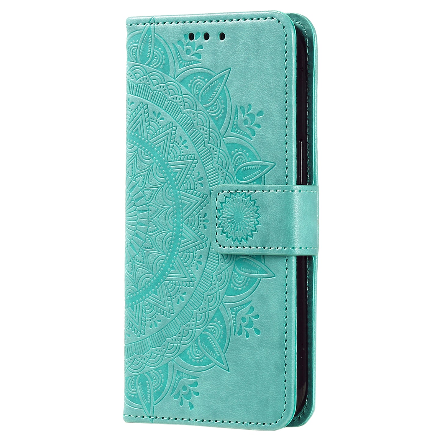 For Samsung Galaxy A06 Case Imprinted Totem PU Leather Wallet Stand Phone Cover - Mint Green