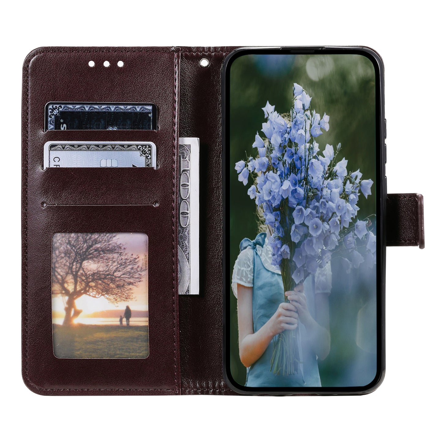 For Samsung Galaxy A06 Case Imprinted Totem PU Leather Wallet Stand Phone Cover - Brown