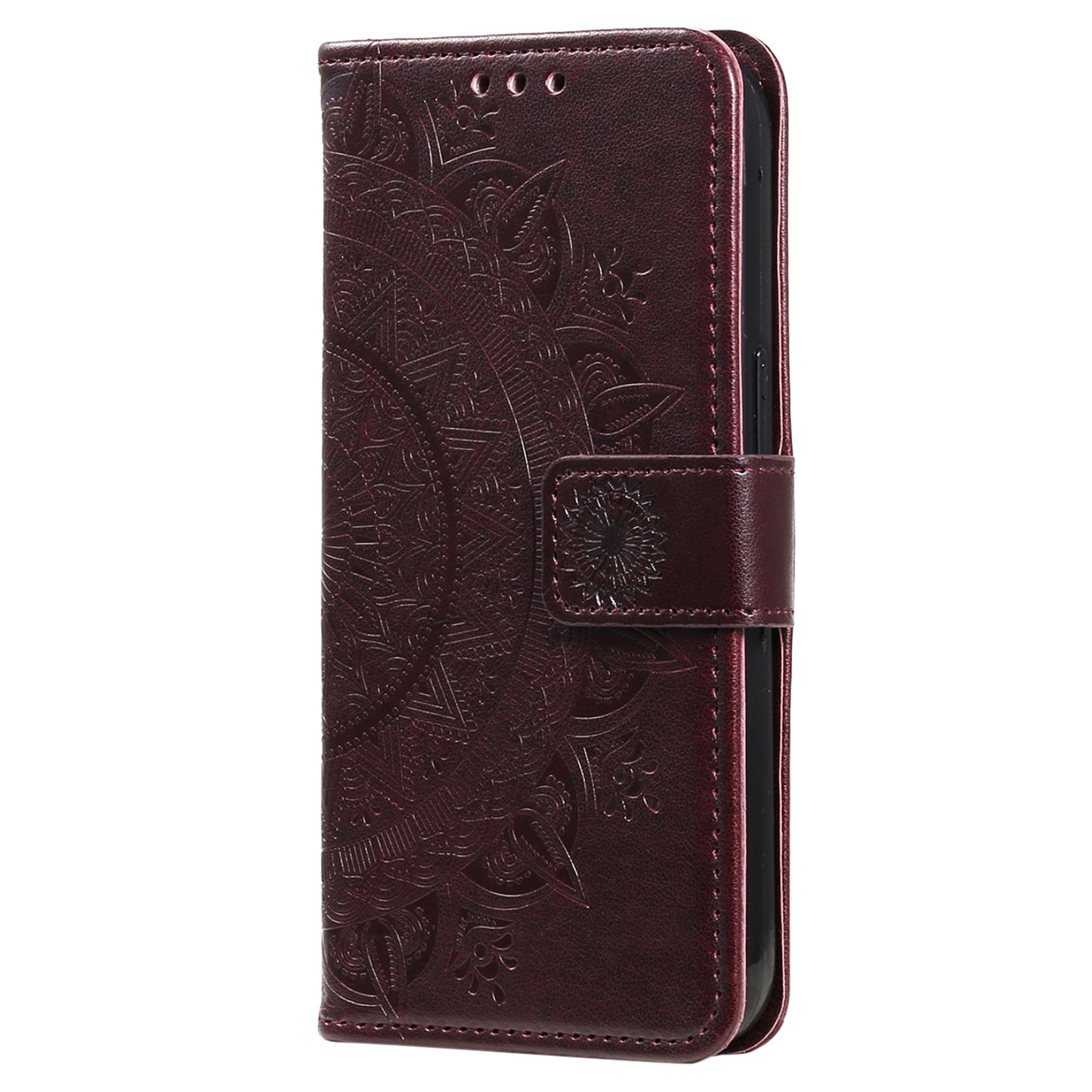 For Samsung Galaxy A06 Case Imprinted Totem PU Leather Wallet Stand Phone Cover - Brown