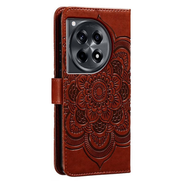 For OnePlus Ace 3 5G Case PU Leather Mandala Imprinted Design Wallet Phone Cover - Brown