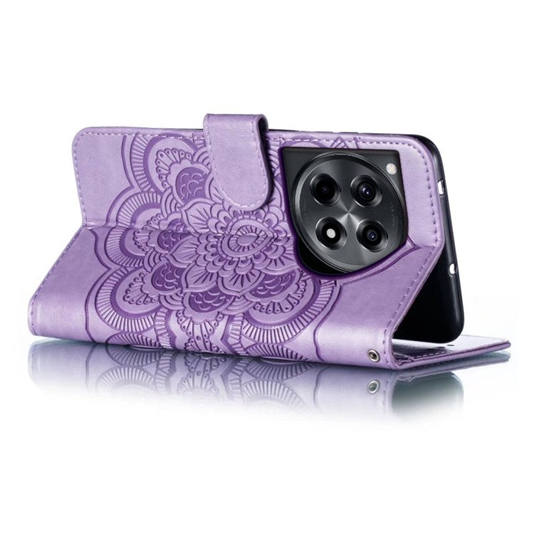 For OnePlus Ace 3 5G Case PU Leather Mandala Imprinted Design Wallet Phone Cover - Purple