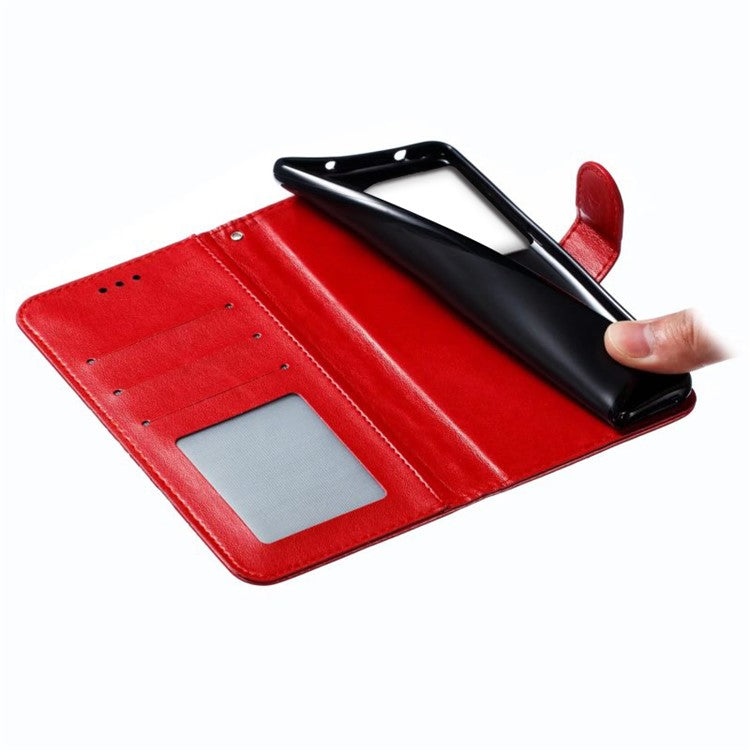 For OnePlus Ace 3 5G Case PU Leather Mandala Imprinted Design Wallet Phone Cover - Red